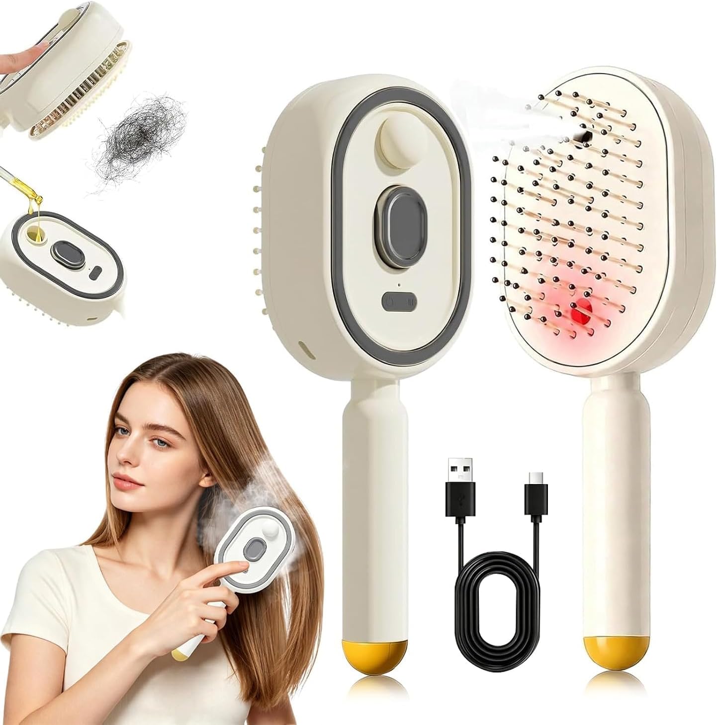 Steam Brush | Rechargeable Detangling Tool with Oil