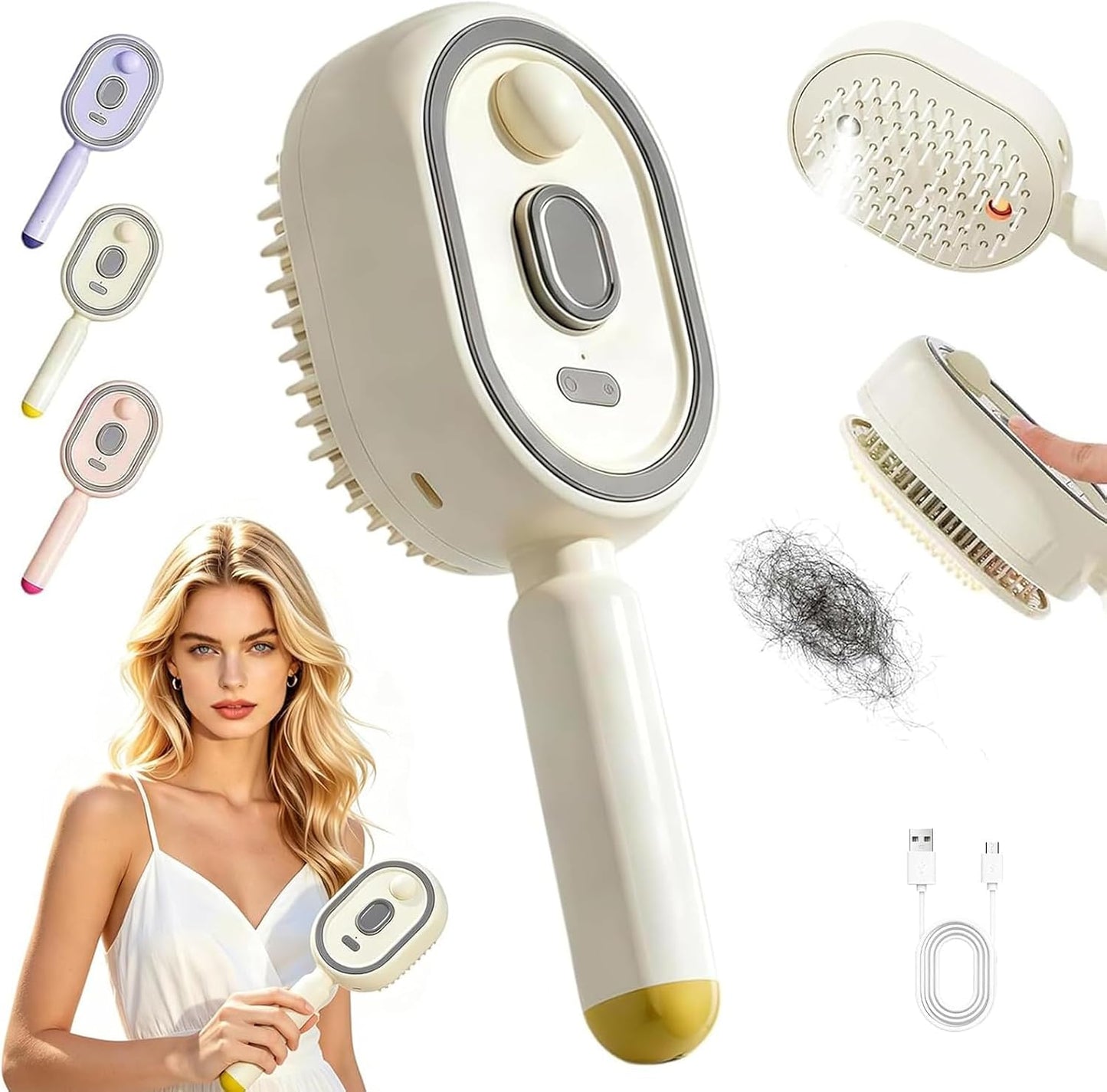 Steam Brush | Rechargeable Detangling Tool with Oil