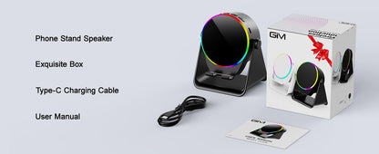 4-in-1 Wireless Induction Speaker with RGB Lights & Phone Stand | 360° Rotating Design