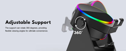 4-in-1 Wireless Induction Speaker with RGB Lights & Phone Stand | 360° Rotating Design