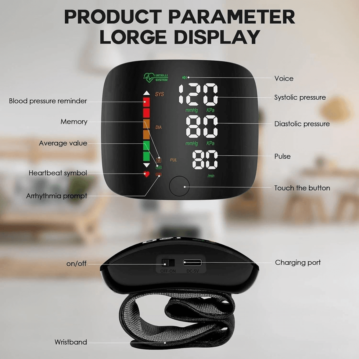 Automatic Wrist Blood Pressure Monitor | Digital BP & Pulse Monitor