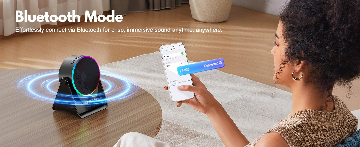 4-in-1 Wireless Induction Speaker with RGB Lights & Phone Stand | 360° Rotating Design