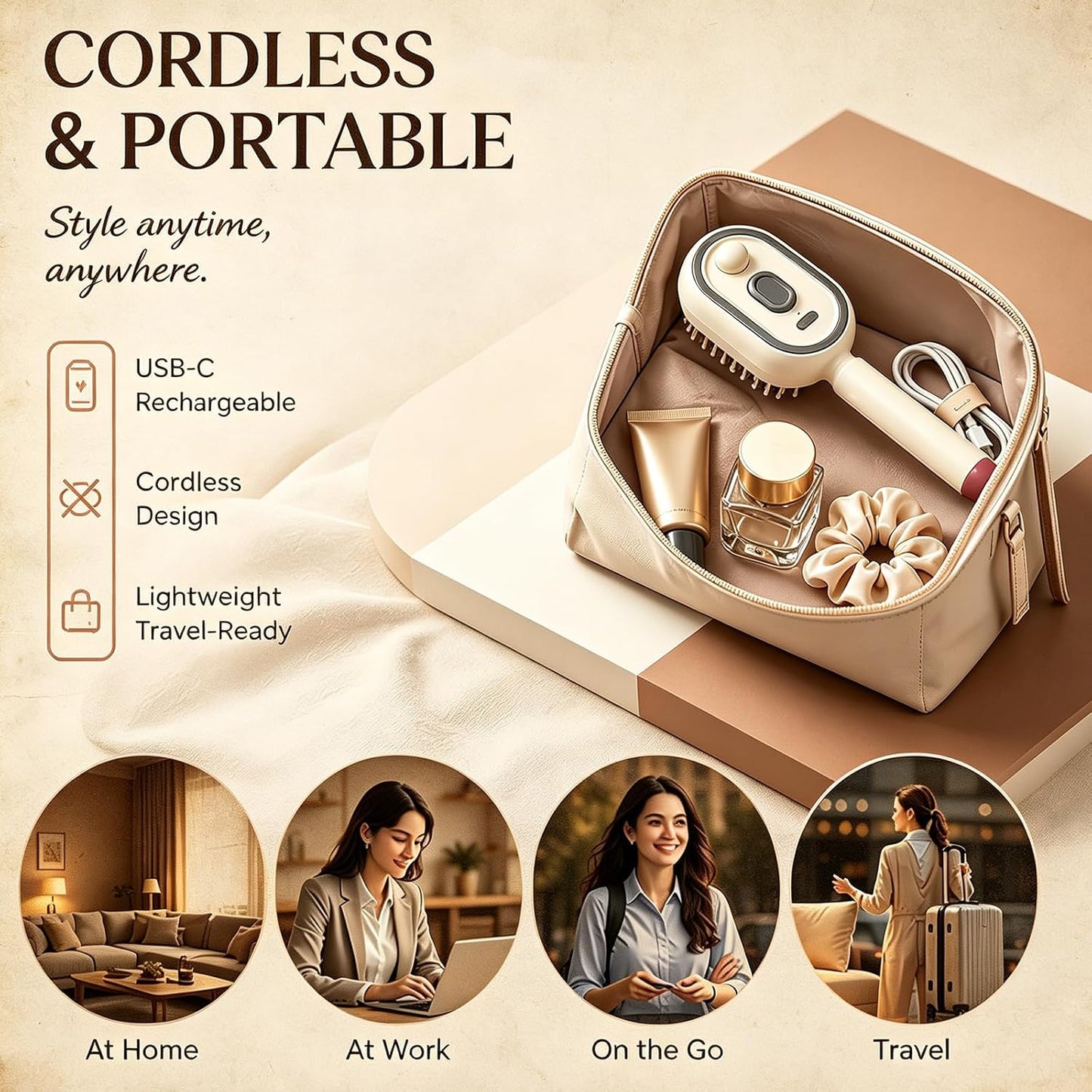 Steam Brush | Rechargeable Detangling Tool with Oil